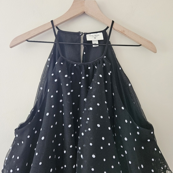 Kate Spade x Target Black White Polka Dot Tiered Halter Mini Dress - Picture 5 of 10